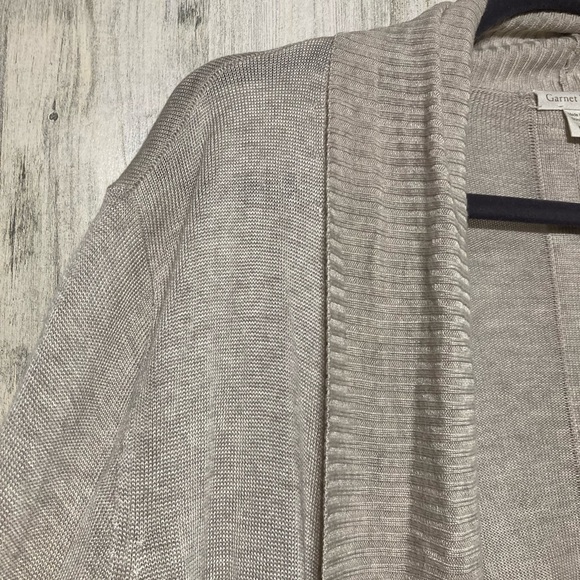 Garnet Hill Cream Soft Knit Ruched Wrap Cardigan Open Sweater Medium - Picture 2 of 9